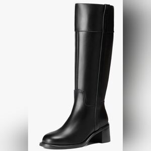 Knee High Boots Women Round Toe Chunky Block Heeled Boots Side Zipper